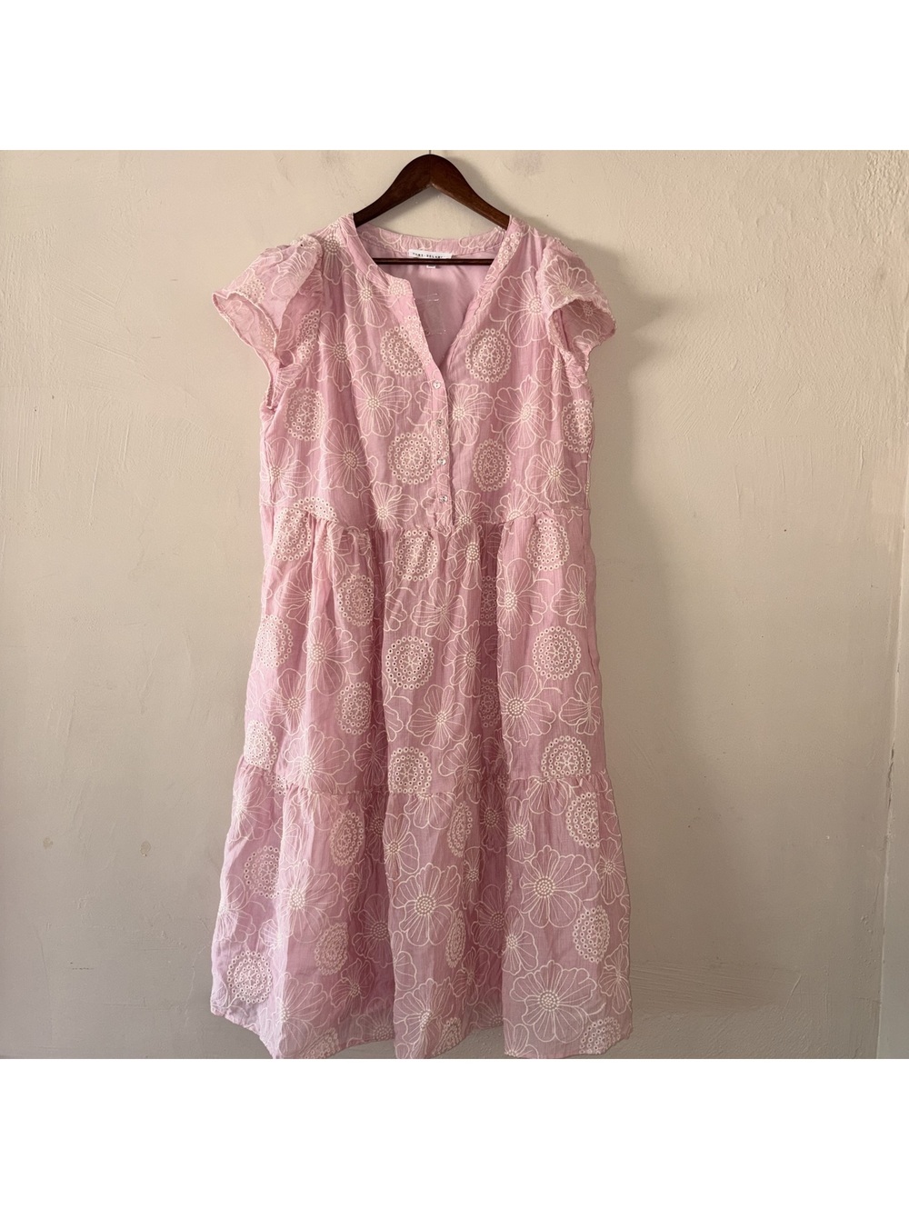 Jane + Delancey Pink Floral Embroidered Tiered Dress - Size 2X - NWOT